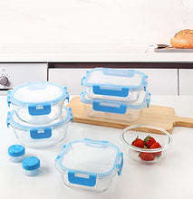 Load image into Gallery viewer, M MCIRCO 24-Piece Glass Food Storage Containers with Upgraded Snap Locking Lids,Glass Meal Prep Containers Set - Airtight Lunch Containers, Microwave, Oven, Freezer and Dishwasher, Blue