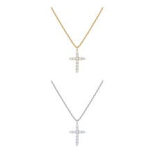 Load image into Gallery viewer, PAVOI 14K Gold Plated Cross Faith Pendant Necklaces for Women | White & Yellow Pack Cubic Zirconia Cross Pendants