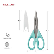 Load image into Gallery viewer, KitchenAid All Purpose Kitchen Shears with Protective Sheath Durable Stainless Steel Scissors, Dishwasher Safe, Soft Grip Comfort Handle, 8.72 Inch, Aqua Sky