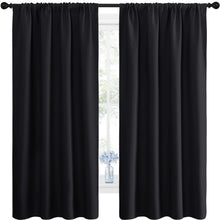 Load image into Gallery viewer, NICETOWN Halloween Black Blackout Curtain Blinds - Solid Thermal Insulated Window Treatment Blackout Drapes/Draperies for Bedroom (2 Panels, 42 inches Wide by 63 inches Long, Black)