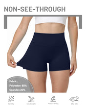 Load image into Gallery viewer, Runhit No Front Seam Biker Shorts for Women - 3'' High Waisted Workout Gym Yoga Volleyball Spandex Booty Shorts with Tummy Control Navy Small