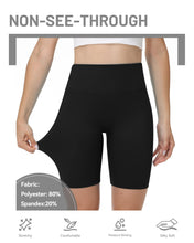 Load image into Gallery viewer, Runhit No Front Seam Biker Shorts for Women - 8'' High Waisted Workout Gym Yoga Running Spandex Compression Shorts Shorts with Tummy Control Black Large