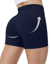 Load image into Gallery viewer, Runhit No Front Seam Biker Shorts for Women - 3'' High Waisted Workout Gym Yoga Volleyball Spandex Booty Shorts with Tummy Control Navy Small