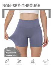 Load image into Gallery viewer, Runhit No Front Seam Biker Shorts for Women - 5'' High Waisted Workout Gym Yoga Athletic Compression Spandex Shorts with Tummy Control Purple Medium