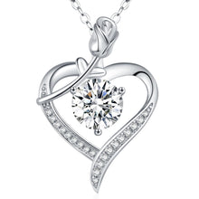 Load image into Gallery viewer, Rose Heart Pendant Necklace for Wife Moissanite Lab-Created Gem Jewelry for Women I Love You Wedding Anniversary Birthday Christmas Valentines Engagements Mothers Day for Her Girlfriend Mom Daughter