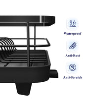 Load image into Gallery viewer, Kitsure Dish Drying Rack for Kitchen Counter, Stainless Steel Sink Organization and Storage Essentials with Cutlery Holder, Home and Appartment Decor, 12''W x 15.5''L, Black