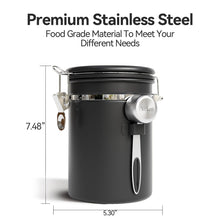 Load image into Gallery viewer, Veken Coffee Canister with Window,Airtight Stainless Steel Container,Home Kitchen Food Storage Organizers for Grounds,Beans,Espresso,Rice,Tea,Sugar,Flour, Cereal,Scoop,Bar Accessories,Gifts,22OZ,Black