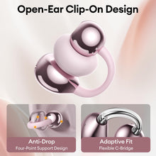 Load image into Gallery viewer, PAXA Clip On Open Ear Earbuds Wireless Bluetooth 5.4, Clip On Earbuds with LCD Touchscreen, Lightweight Comfort Open Ear Headphones for Sports, Fitness, and Workouts, Rose Gold M100