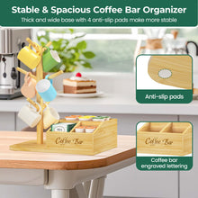 Load image into Gallery viewer, EsLuker.ly Mug Tree Holder Stand, Countertop Bamboo Coffee Cup Organizer Rack for Kitchen Office, Space-Saving Coffee Station Bar Organizer with 6 Hooks, Modern Design Enhances Decor