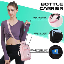 Load image into Gallery viewer, Half Gallon Water-Bottle with Straw - Pop-up Chug Lid (Cold 48H & Hot 24H) 64oz Insulated Water Bottle Flask with Sleeve Strap, Paracord Handle, Bottle Boot, Pink Stainless Steel Metal Water Jug