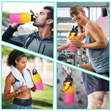 Load image into Gallery viewer, 32/40/64oz Insulated Water Bottle with Paracord Handle, Sleeve Carry Strap, Straw Spout Lid, Wide Mouth Metal Canteen Sports Thermo Mug, Leak & Sweat Proof Cold Flask Jug for Camping Traveling