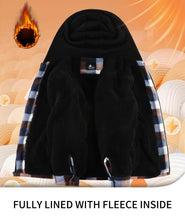 Load image into Gallery viewer, JACKETOWN Boys Fleece Jacket Kids Plaid Flannel Shacket Shirts Sherpa Hoodie Zip Up Sweatshirt Winter Coat 6-15 Years Coffee 10-11 Years