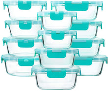 Load image into Gallery viewer, M MCIRCO 24-Piece Glass Food Storage Containers with Locking Lids,Glass Meal Prep Containers Set - Airtight Lunch Containers, Microwave, Oven, Freezer and Dishwasher,Green
