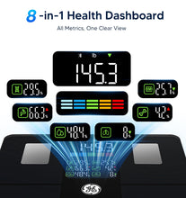 Load image into Gallery viewer, GE Scale for Body Weight, Body Fat, BMI, Muscle Mass, Smart Bathroom Scales with 14 Body Composition Metrics with Large Display, Accurate Bluetooth Weighing Machine with Fitness App, 400 lbs