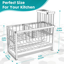 Load image into Gallery viewer, Sinnsally Kitchen Sponge Holder,2 Tier Sink Caddy Organizer with High Brush Holder,Stainless Steel Sink Box Dish Scrubber Holder,Soap Tray for Kitchen Counter Accessories & Storage Rack (Silver)