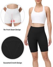 Load image into Gallery viewer, Runhit No Front Seam Biker Shorts for Women - 8'' High Waisted Workout Gym Yoga Running Spandex Compression Shorts Shorts with Tummy Control Black Large