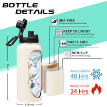 Load image into Gallery viewer, DIGJUPER Insulated Water Bottle - 32oz 40oz 64oz Water Bottles with Straw & Spout Lids, Carrier Bag, Paracord Handle and Flask Boot, Reusable Stainless Steel Water Bottle, Metal Canteen Mug for Work