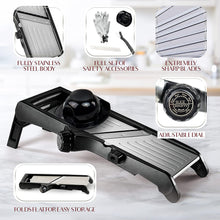 Load image into Gallery viewer, Gramercy Adjustable Mandoline Slicer for Kitchen, Potato Cutter, Vegetable Chopper, Mandolin, Cucumber Slicer- INCLUDING one Pair Cut-Resistant Gloves and Waffle Fry Cutter