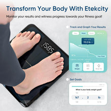 Load image into Gallery viewer, Etekcity Smart Scale for Body Weight, Bathroom Digital Weighing Scale with BMI, Body Fat, Muscle Mass, Accurate Bluetooth Home User Health Equipment Sync Apps