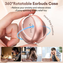Load image into Gallery viewer, 2 in 1 Clip on Open Ear Headphones Wireless Earbuds, 0 Delay Bluetooth 6.0, Ultra-long 140H Play, Auto L-R Recognition Touch Control, Hybrid Noise Reduction for Work Fitness Daily Use,Ctbuds Rose Gold
