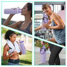 Load image into Gallery viewer, 40 oz Water Bottle with Straw - Insulated Vacuum Water Flask with Straw & Auto Spout Lid, Paracord Handle & Carrying Pouch, Keep Cold 48H Hot 24H, Sweat-Proof Thermal Water Jug with Strap for Hiking