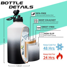 Load image into Gallery viewer, Insulated Water-Jug Gallon Water Bottles - with Straw & Spout Lids, Paracord Handle & Bottle Carrier, 128OZ Metal Gallon Water Bottle Large, Vacuum Thermo Jug Stainless Steel Water Flask Jug