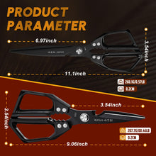 Load image into Gallery viewer, HUUSK Kitchen Scissors Set Black - Upgraded Stainless Steel Kitchen Shear, Sharp Meat Scissors, Heavy Duty Poultry Shears, Japanese Cooking Scissor for Food, Chicken Bones, and Turkey, Dishwasher Safe