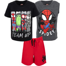 Load image into Gallery viewer, Marvel Spidey and His Amazing Friends Toddler Boys 3 Piece Outfit Set Black/Red/Grey 5T