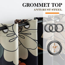 Load image into Gallery viewer, Tyrot Black Boho Floral 100% Blackout Curtains for Bedroom 84 inch Long 2 Panels Mid Century Botanical Black Out Curtains for Living Room Grommet Thermal Insulated Room Darkening Window Drapes,52Wx84L