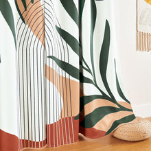 Load image into Gallery viewer, ZYLLGLOW Mid Century Modern Curtains Set Thick Cotton Boho Curtain Blackout for Bedroom Bohemian Style Decor Window Leaf Print Classical Drapes for Living Dining Room, 2 Panels, W52×63L