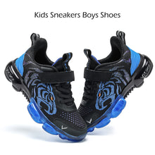 Load image into Gallery viewer, JMFCHI Boys Girls Kids' Sneakers Knitted Mesh Sports Shoes Breathable Lightweight Running Shoes for Kids Fashion Athletic Casual Shoes Blue 11 Little Kid Black/Energy Blue-8167