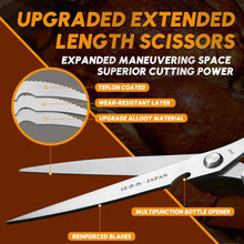 Load image into Gallery viewer, HUUSK Kitchen Scissors Set Upgraded - Stainless Steel Kitchen Shears, Sharp Meat Scissors, Heavy Duty Poultry Shear, Japanese Cooking Scissor for Food, Chicken Bones, and Turkey - Dishwasher Safe