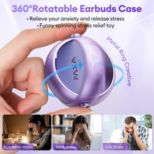 Load image into Gallery viewer, 2 in 1 Clip on Open Ear Headphones Wireless Earbuds, 0 Delay Bluetooth 6.0, Ultra-Long 140H Play, Auto L-R Recognition Touch Control, Hybrid Noise Reduction for Work Fitness Daily Use, Ctbuds Purple