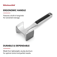 Load image into Gallery viewer, KitchenAid Gourmet Multi Sided Meat Tenderizer for Pounding Meats, Nuts, Shellfish, ect, Hang Hole for Easy Storage, Hand Wash, One Size, Black