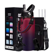 Load image into Gallery viewer, 32OZ Insulated Water Bottle with Straw - Spout Lid, Sweat-Proof & BPA-Free Metal Reusable Water Bottles, Wide-Mouth Vacuum Insulated Bottle with Paracord Handle, Bottle Sleeve Bag & Protective Boot