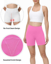 Load image into Gallery viewer, Runhit No Front Seam Biker Shorts for Women - 5'' High Waisted Workout Gym Yoga Athletic Compression Spandex Shorts with Tummy Control Hot Pink Medium