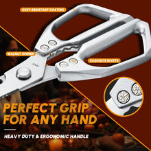 Load image into Gallery viewer, HUUSK Kitchen Scissors Set Silver - Upgraded Stainless Steel Kitchen Shear, Sharp Meat Scissors Dishwasher Safe, Heavy Duty Poultry Shears, Japanese Cooking Scissor for Food, Chicken Bones, and Turkey