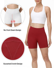 Load image into Gallery viewer, Runhit No Front Seam Biker Shorts for Women - 5'' High Waisted Workout Gym Yoga Athletic Compression Spandex Shorts with Tummy Control Red Medium