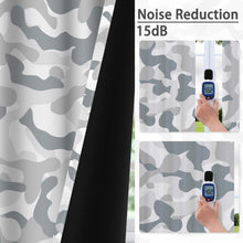 Load image into Gallery viewer, Xiazhilaio 52 x 84 Inch Blackout Curtains with Gray Camouflage Print, Modern Casual Military-Inspired Style Room Darkening Drapes for Bedroom Living Room Window Treatments, 2 Panels
