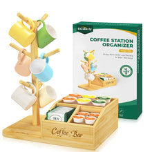 Load image into Gallery viewer, EsLuker.ly Mug Tree Holder Stand, Countertop Bamboo Coffee Cup Organizer Rack for Kitchen Office, Space-Saving Coffee Station Bar Organizer with 6 Hooks, Modern Design Enhances Decor