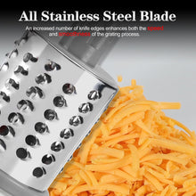 Load image into Gallery viewer, Ourokhome Rotary Cheese Grater Hand Crank, Kitchen Shredder Speed Mandolin Slicer Ice Shaver with Handle and Drum Blades for Cheese, Vegetable, Nuts, Chocolate, Potato, Carrot, 5 Blades, White
