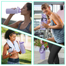 Load image into Gallery viewer, DIGJUPER Insulated Water Bottle 32 oz - with Straw & Pop-up Spout Lid, Paracord Handle, Carrier Shoulder Strap, Protective Boot, Wide Mouth Double Walled Vacuum Insulated Gym Water Bottle for Women
