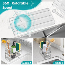 Load image into Gallery viewer, Sinnsally Kitchen Sponge Holder,2 Tier Sink Caddy Organizer with High Brush Holder,Stainless Steel Sink Box Dish Scrubber Holder,Soap Tray for Kitchen Counter Accessories & Storage Rack (Silver)