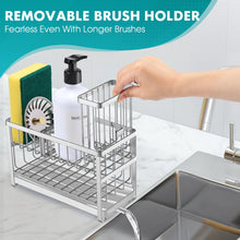 Load image into Gallery viewer, Sinnsally Kitchen Sponge Holder,2 Tier Sink Caddy Organizer with High Brush Holder,Stainless Steel Sink Box Dish Scrubber Holder,Soap Tray for Kitchen Counter Accessories & Storage Rack (Silver)