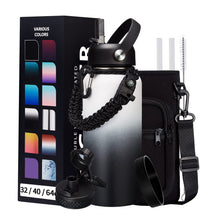 Load image into Gallery viewer, 32OZ Water Bottle with Straw & Strap, BPA Free Insulated Water Bottle Keeps Cold 48H Hot 24H, Double-Wall Sport Water Bottle with Sleeve Carrier, Stainless Steel Bottle for Kids Men Woman Xmas Gift