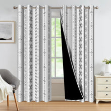 Load image into Gallery viewer, Xiazhilaio 52x63 Inch Blackout Curtains with Black & Gray Geometric Boho Pattern, Scandinavian Modern Minimalist Style Room Darkening Drapes for Bedroom Living Room Window Treatments, 2 Panels
