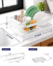 Load image into Gallery viewer, Kitsure Dish Drying Rack for Kitchen Counter, Stainless Steel Sink Organization and Storage Essentials with Cutlery Holder, Home and Appartment Decor, 12.2''W x 15.7''~23''L, White