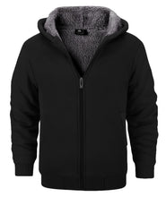 Load image into Gallery viewer, SECOOD Kids Hoodie Fleece Jacket Warm Sherpa Lined Zip Up Hooded Sweatshirt Soft Winter Coat Boys Girls School Outerwear A Black