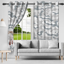 Load image into Gallery viewer, Xiazhilaio 52 x 84 Inch Blackout Curtains with Gray Camouflage Print, Modern Casual Military-Inspired Style Room Darkening Drapes for Bedroom Living Room Window Treatments, 2 Panels