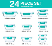 Load image into Gallery viewer, M MCIRCO 24-Piece Glass Food Storage Containers with Locking Lids,Glass Meal Prep Containers Set - Airtight Lunch Containers, Microwave, Oven, Freezer and Dishwasher,Green